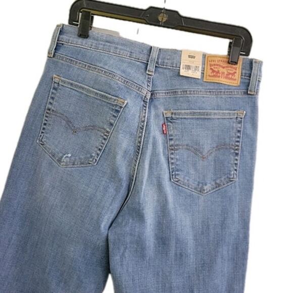 Levi's 724 High Rise Straight‎ Jeans Women's Size 31 x 32 Blue Denim Distressing - Picture 7 of 10